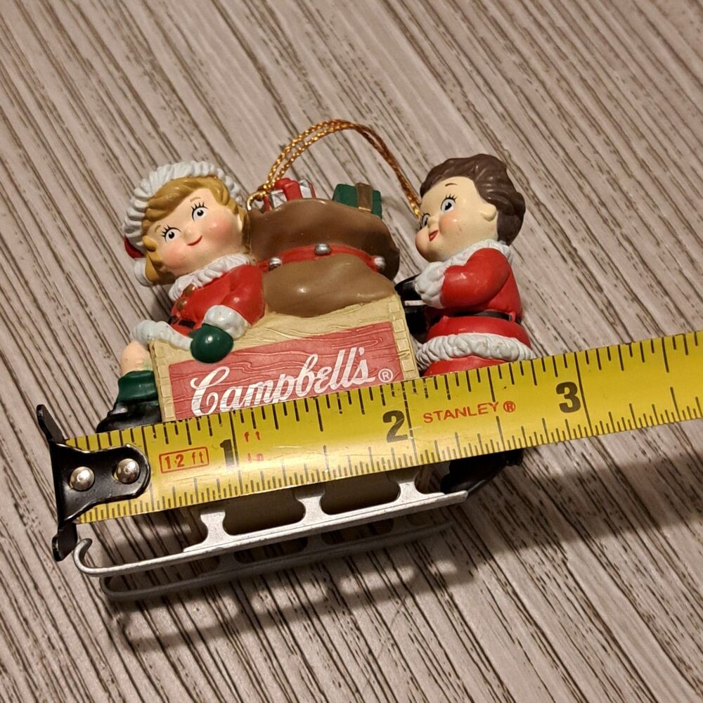 Vintage 1996 Campbell's Soup Kids on Soup Box Sled Christmas Ornament - Picture 2 of 6